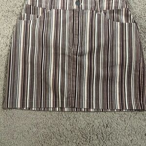 Forever 21 Striped Mini Skirt Brown Cream Casual Y2K Size Small